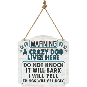 FAIRE - Gift & Garden by Carson Novelty Signs "Crazy Dog Lives Here" Funny Metal Art Door Decor*